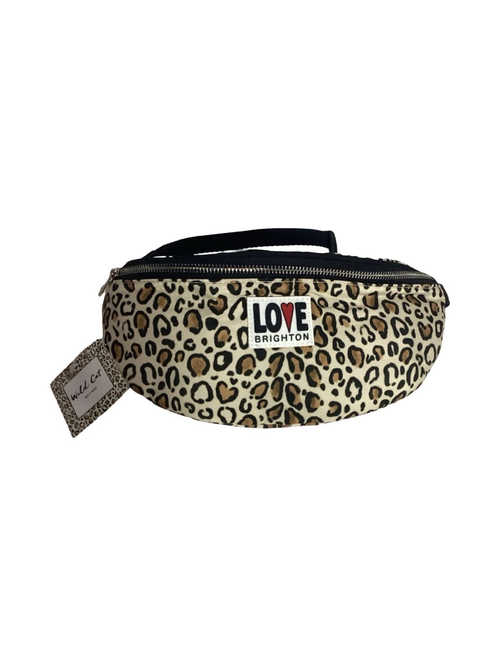 Brighton LOVE Leopard Print Waist Fanny Pack Tan & Black Bag